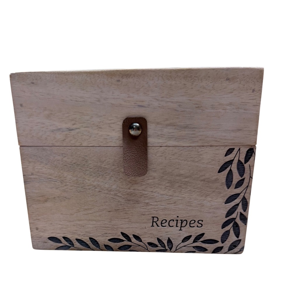 Mary & Martha Recipe Box Sincere Hearts Mango Wood Farmhouse New in Box